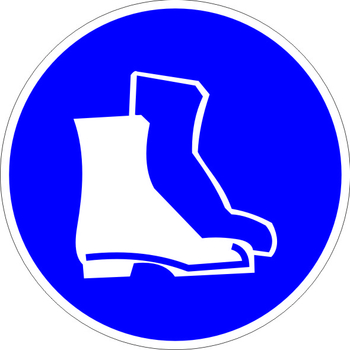 M05 работать в защитной обуви (пленка, 200х200 мм) - Знаки безопасности - Предписывающие знаки - магазин "Охрана труда и Техника безопасности"