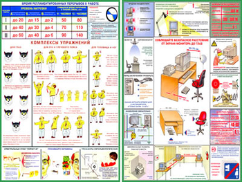 ПС43 Плакат компьютер и безопасность (пластик, А2, 2 листа) - Плакаты - Безопасность в офисе - магазин "Охрана труда и Техника безопасности"